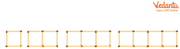 Matchsticks Pattern of Squares