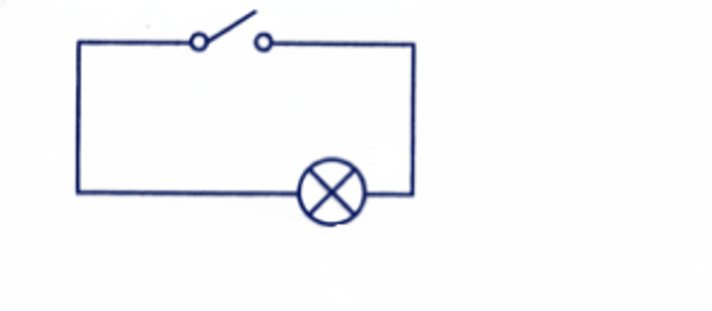 a circuit diagram for a simple torch using symbols for electric components