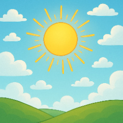 The sun shines brightly in the morning