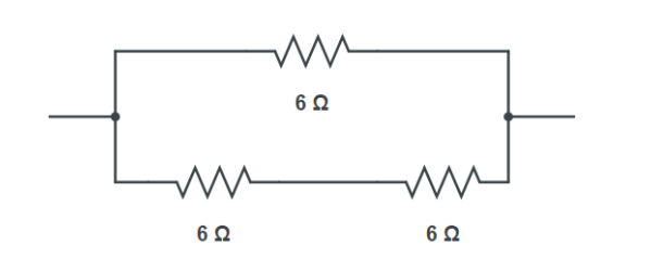 Three different resistances connected in series to have an equivalent resistance of 18 ohm