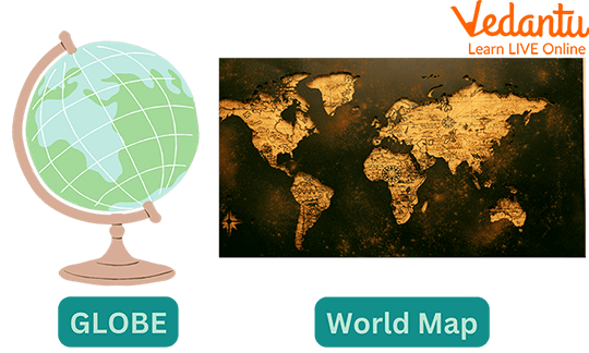 The Projection of the Content of a Spherical Globe on a Plane Surface