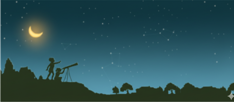 After sunset, the sky dazzles with thousands of twinkling stars. We observe various patterns of stars in the night sky. Draw any pattern you have observed, in the box below