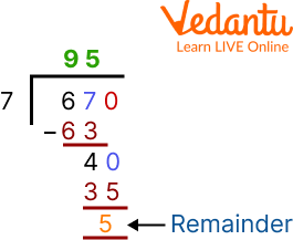 Dividing 670 by 7