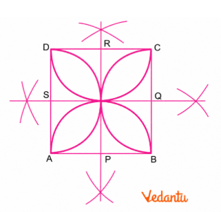 Let ABCD be a square. Draw the perpendicular bisectors of sides AB and BC, as shown in the figure.