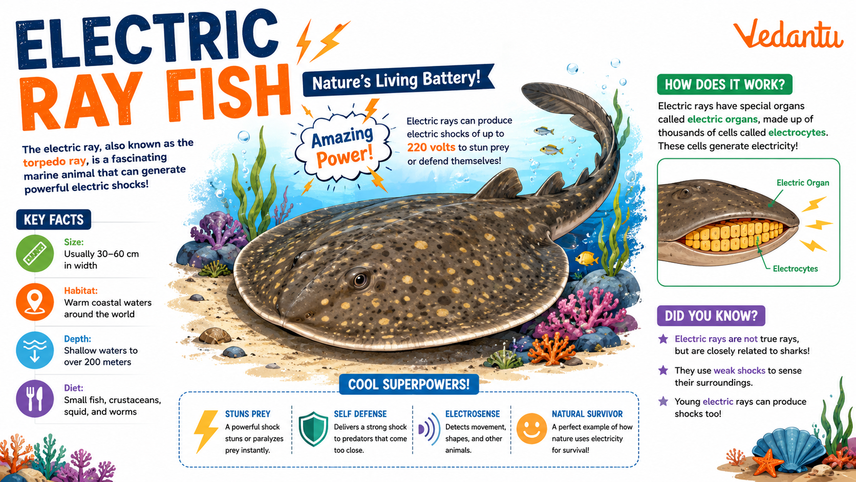 Electric Ray Fish swimming underwater