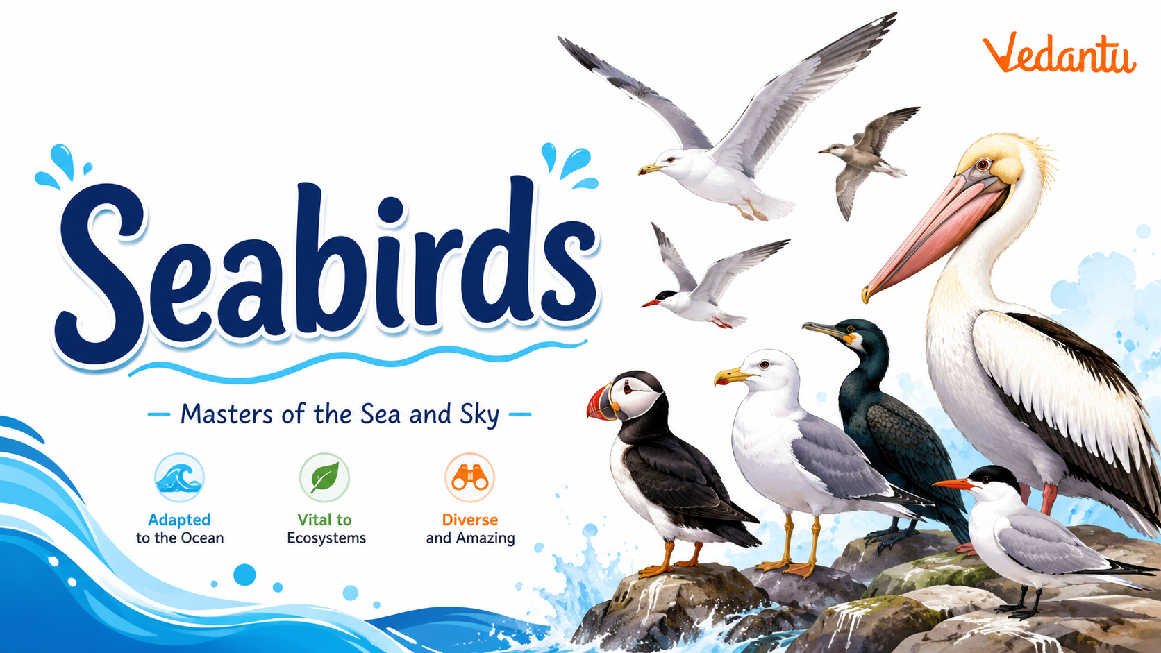 Seabirds flying over the ocean