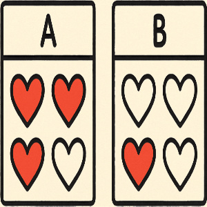 Tick the box that shows 1/4 of the hearts are shaded