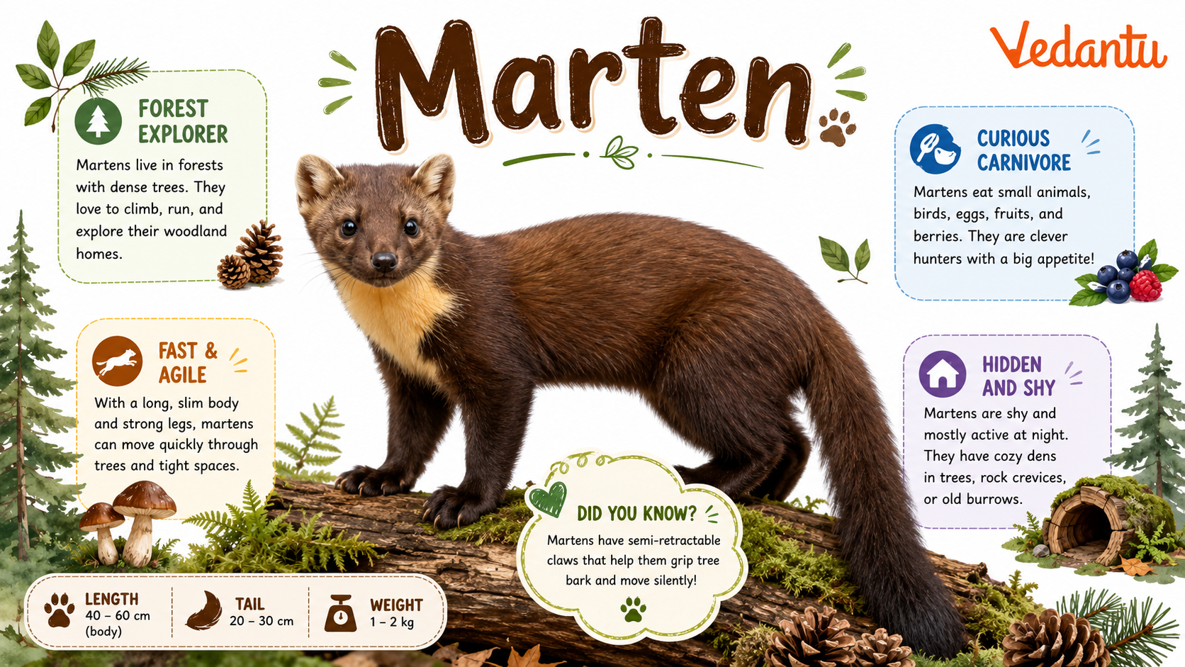 Marten animal in forest habitat