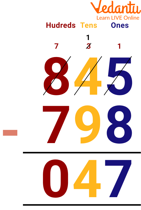 Subtraction of 798 From 845