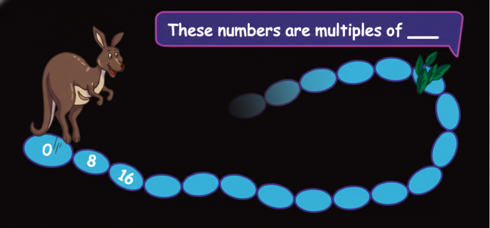 The kangaroo jumps 8 steps at a time. Which numbers will the kangaroo touch.