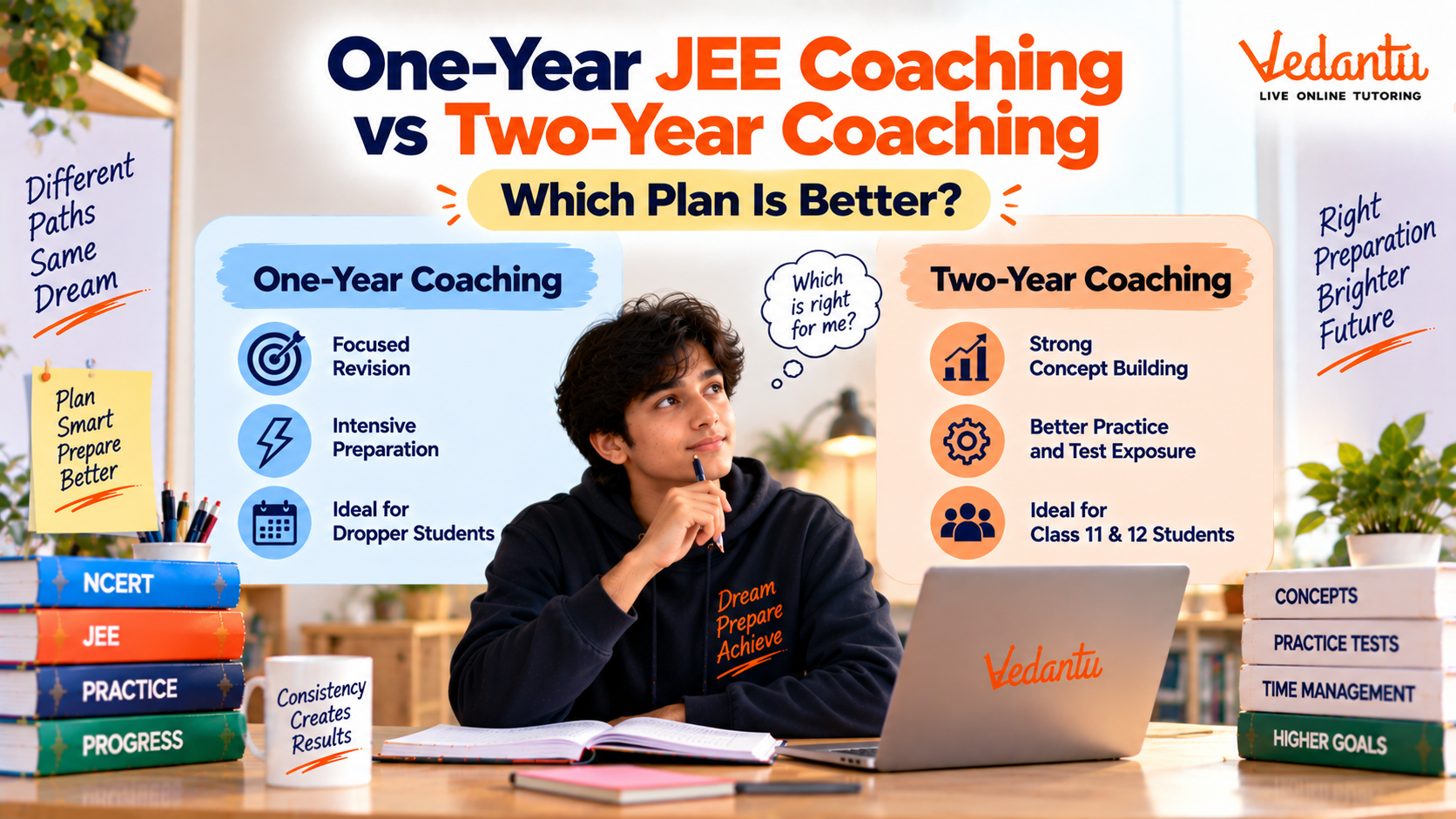 Comparison of one-year and two-year JEE coaching plans