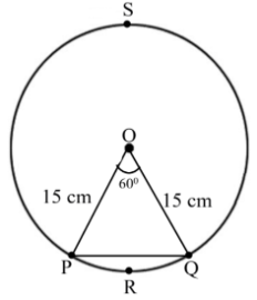 Circle with center O and chord of radius 15 cm