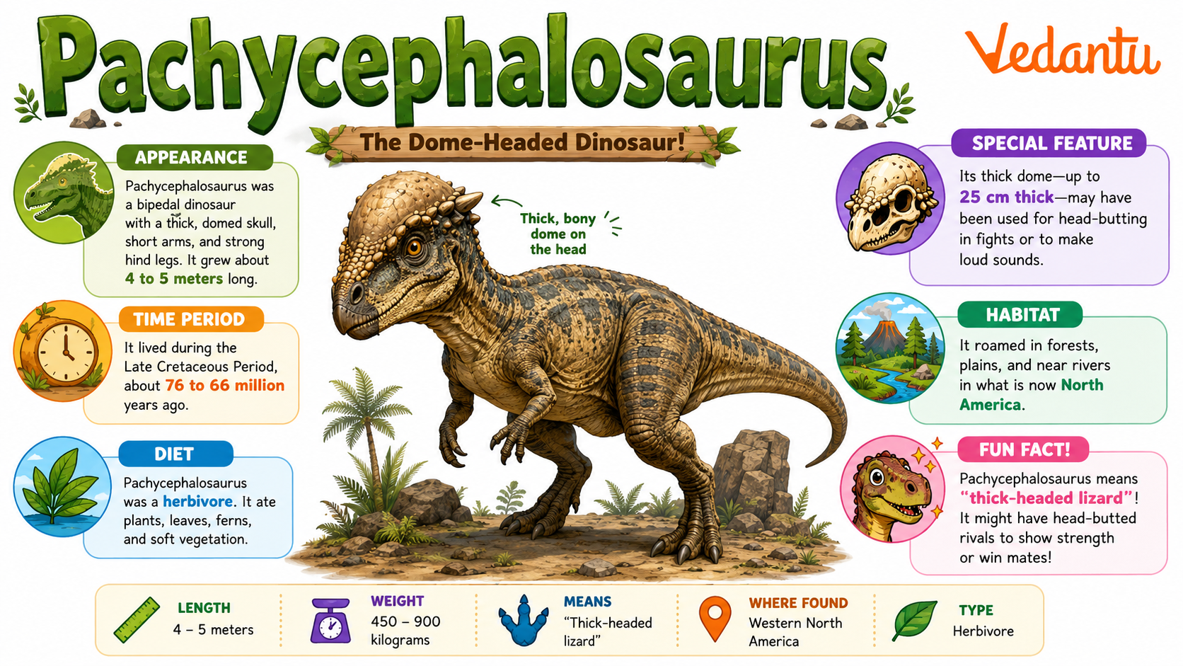 Pachycephalosaurus dinosaur with thick dome-shaped skull