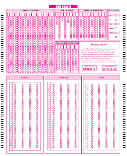 jee main omr sheet