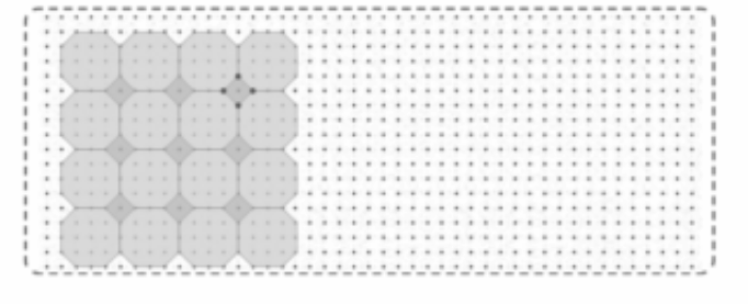 What shapes are coming together at the marked points? Are the same set of shapes coming together at these points? Continue the pattern and colour it appropriately