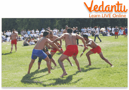 Children Playing Kabaddi Outdoors