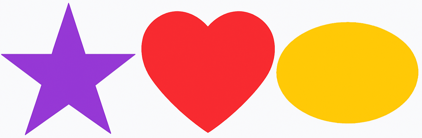 Image having different shapes such as star, heart and oval