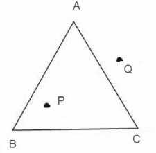 त्रिभुज ABC जिसमे  बिंदु  D रेखाखंड BC पर स्थित है