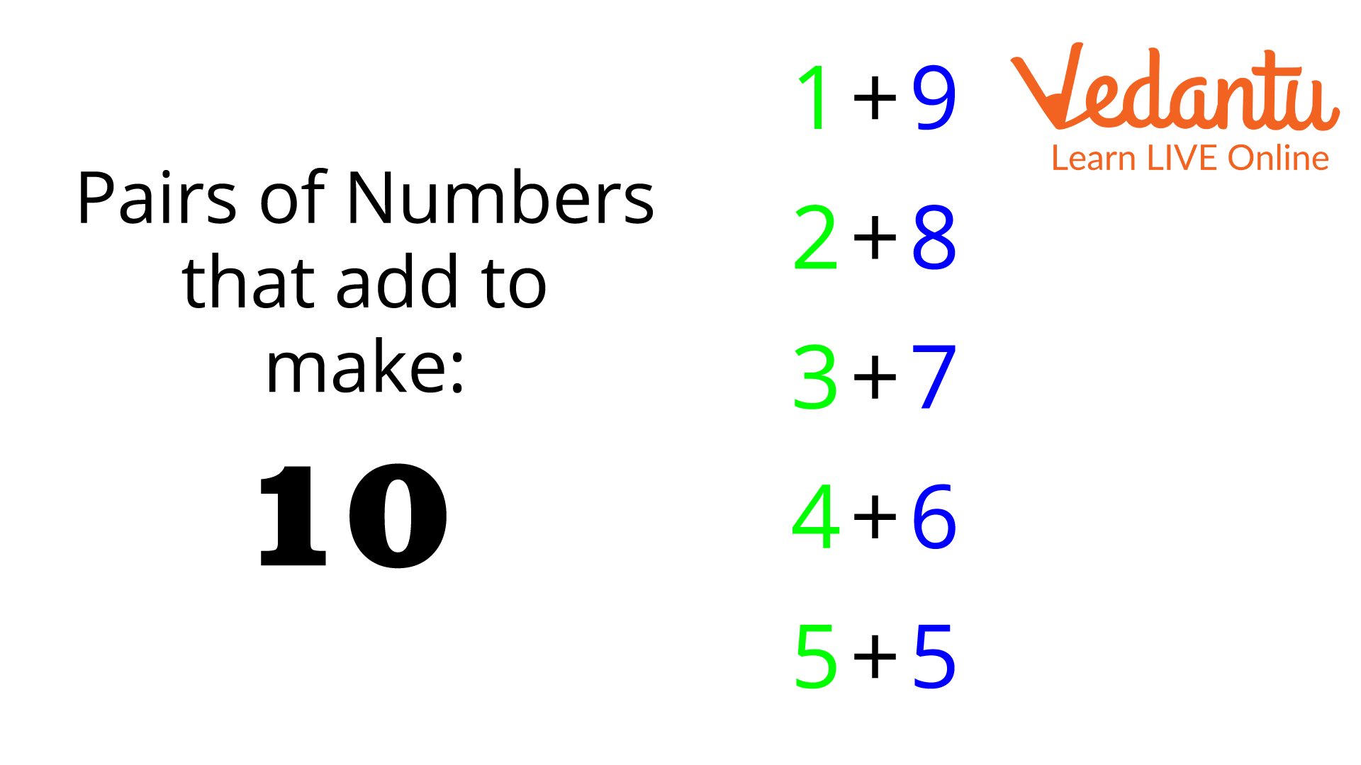 Pairs of numbers that add to make 10