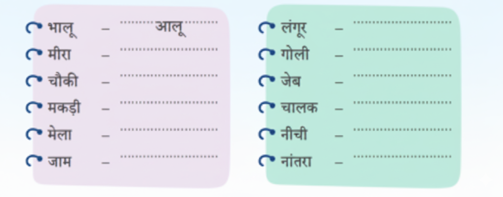 वर्ण बदलकर फल अथवा साग तरकारी का नाम