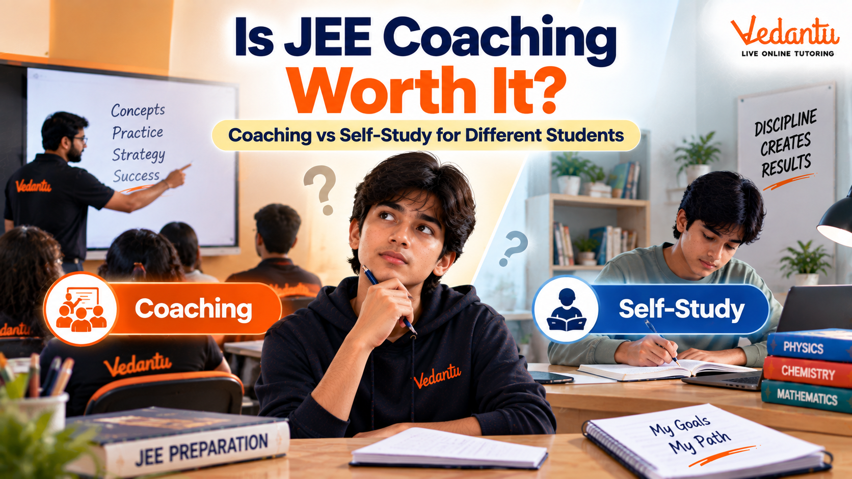 JEE coaching versus self-study for different students