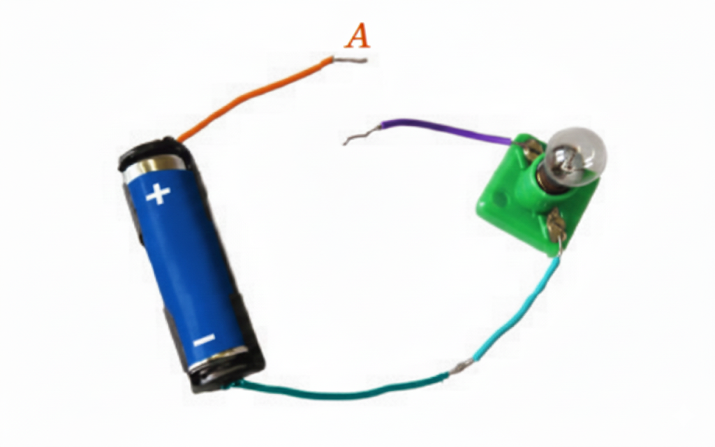 Observe Fig. 3.16. With which material connected between the ends A and B, the lamp will not glow