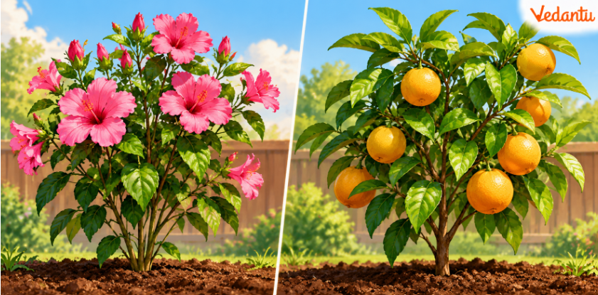 the illustration showing two flowering plants