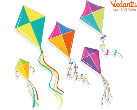 Kites of different colours