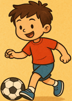 Tom is playing football