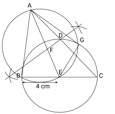 Tangent of a circle having radius 4cm and having BC as diameter