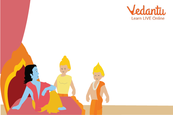 Krishna talking to Arjuna and Duryodhana