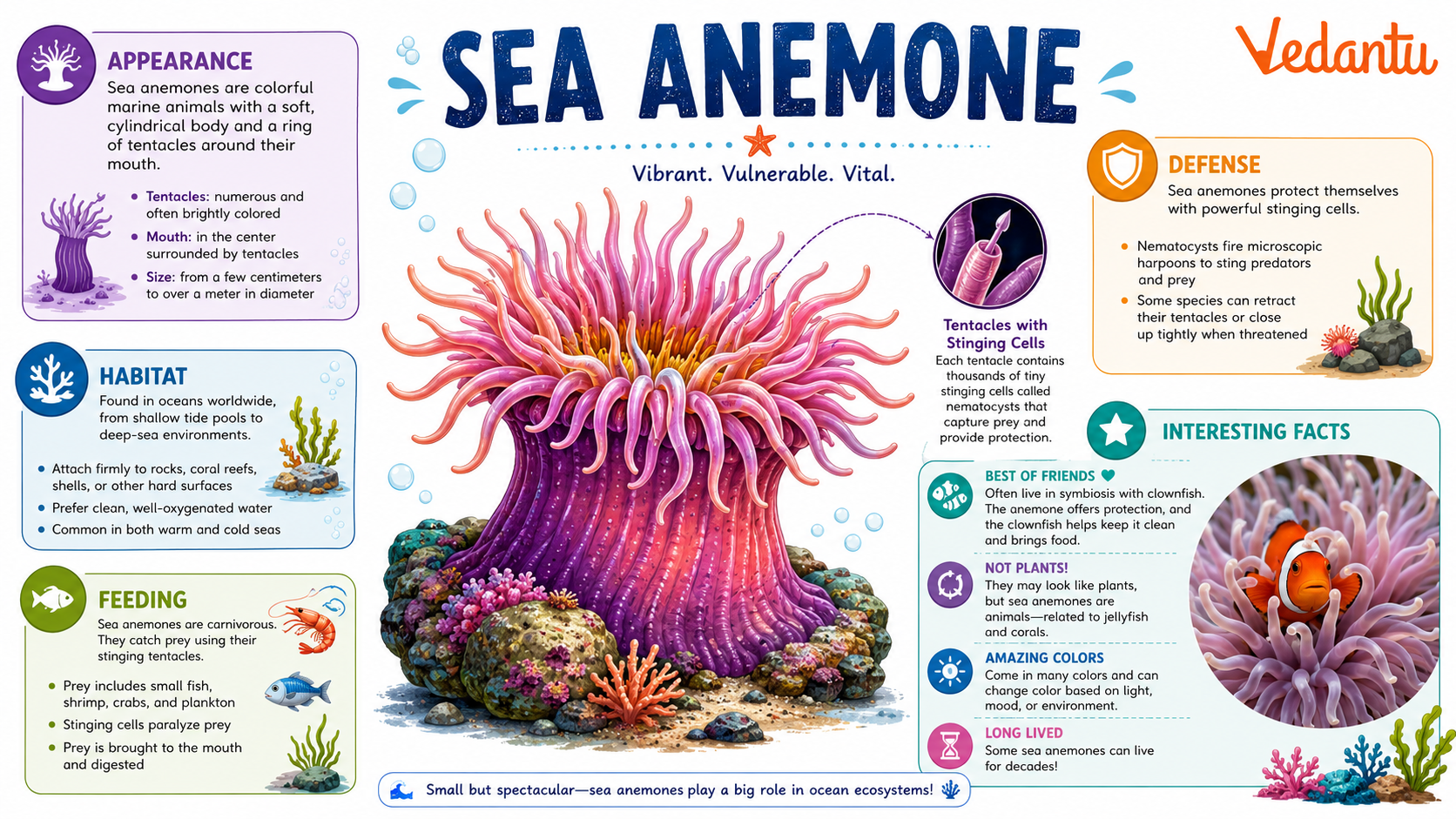 Sea Anemone underwater with colourful tentacles