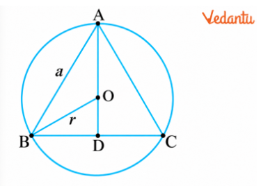 An equilateral triangle is inscribed in a circle of radius r. Show that the ratio of the area of the triangle to the area of the circle is equal to 3√3/4π ≈ 0.413