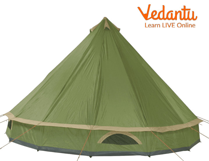 A cone-shaped tent