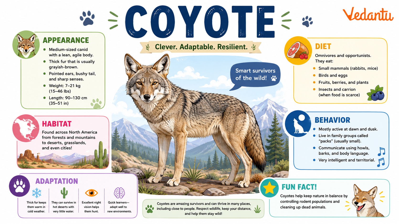 Coyote standing in grassland habitat