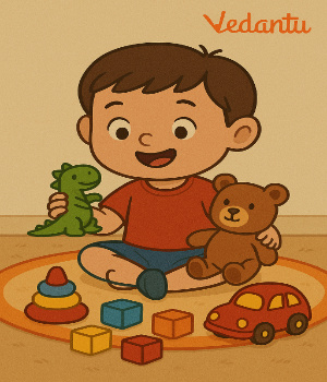 A boy with his toys