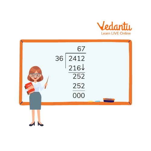 Long division to convert fraction to decimal