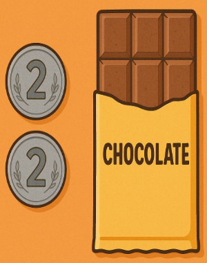 Rahul wants to buy a chocolate for ₹5. He has two ₹2 coins