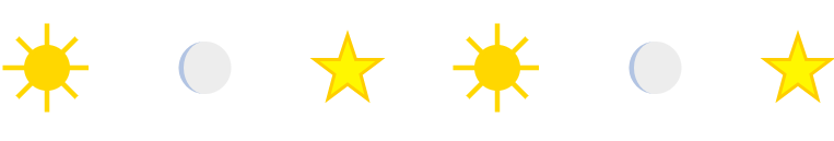 the pattern Sun, Moon, Star, Sun, Moon, Star is Sun