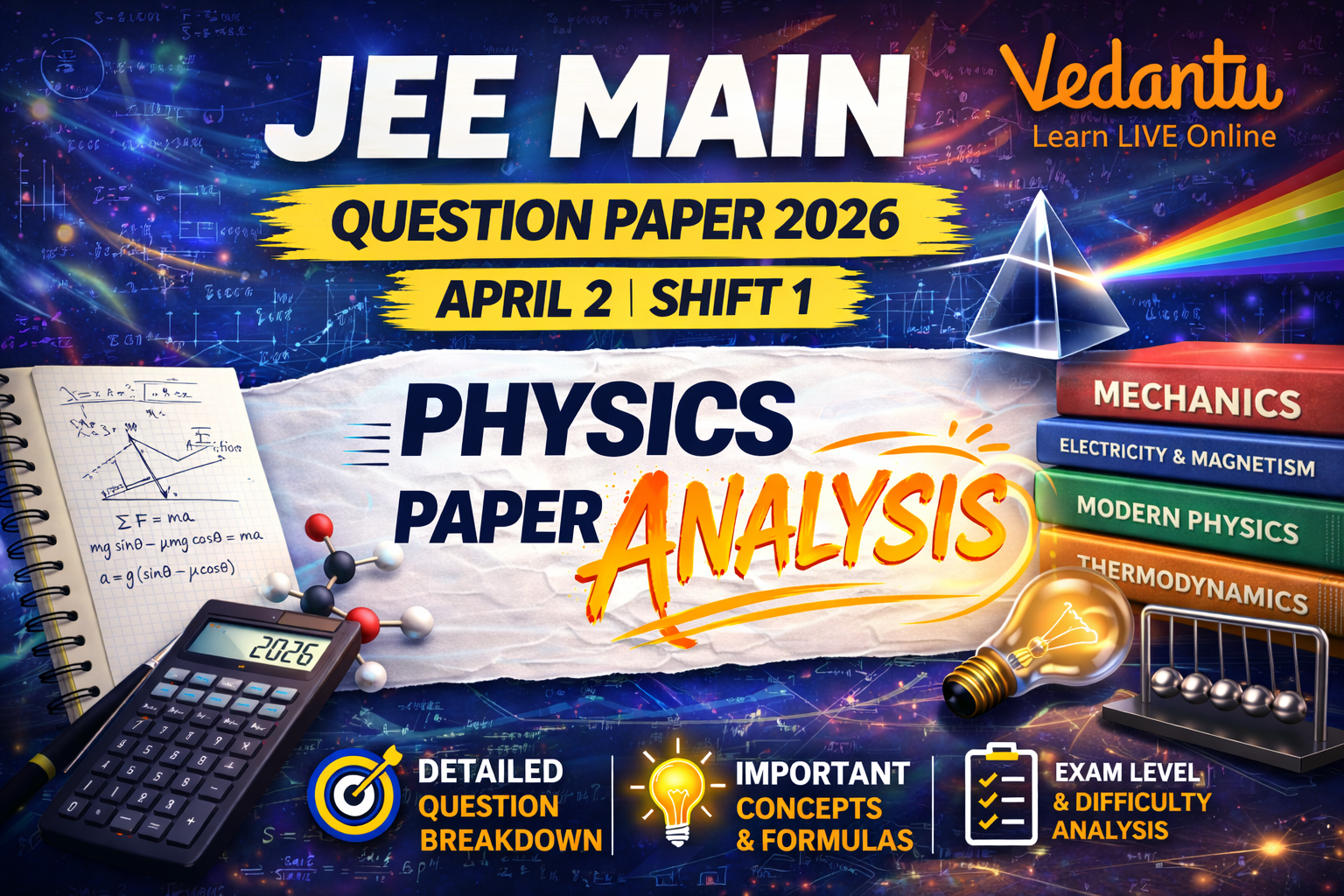 JEE Main 2026 April 2 Shift 2 Physics Analysis Paper Solutions PDF