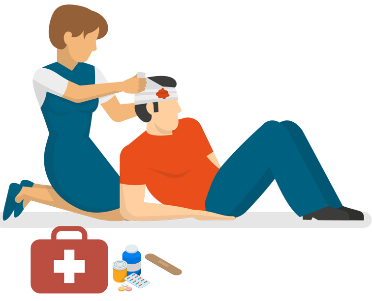 An individual giving first aid
