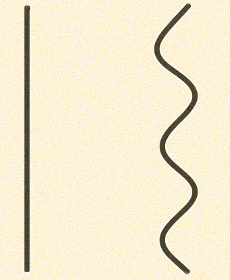 A straight line and a crooked line