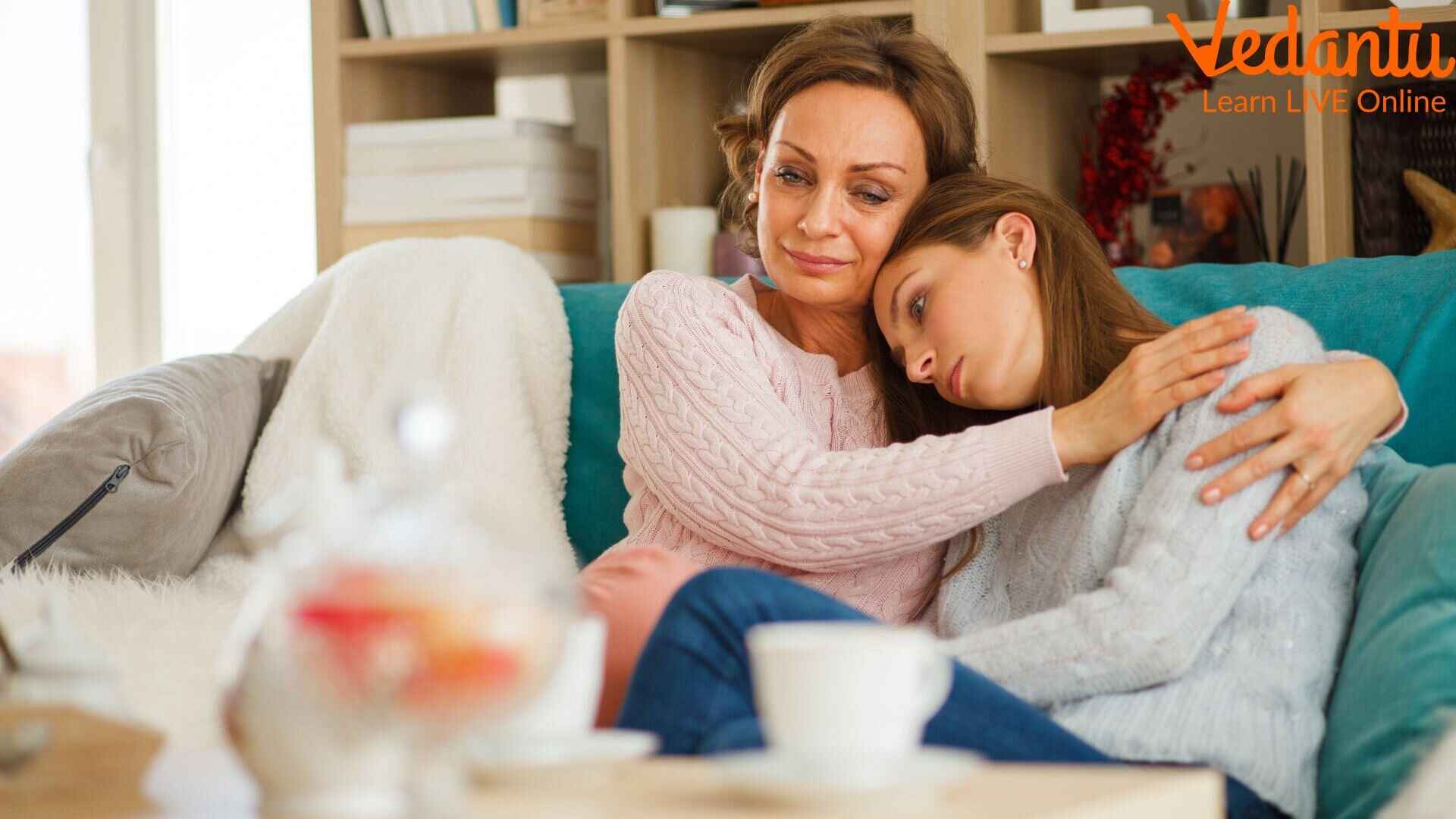 A Mother holding her Daughter