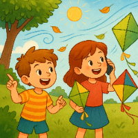 The children play in the garden