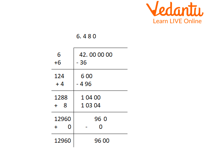 Long Division for Square Root 42