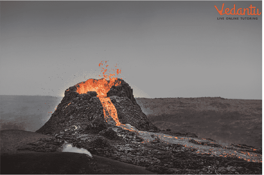Lava Erupting Out of the Volcano