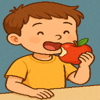 Rohan eating an apple