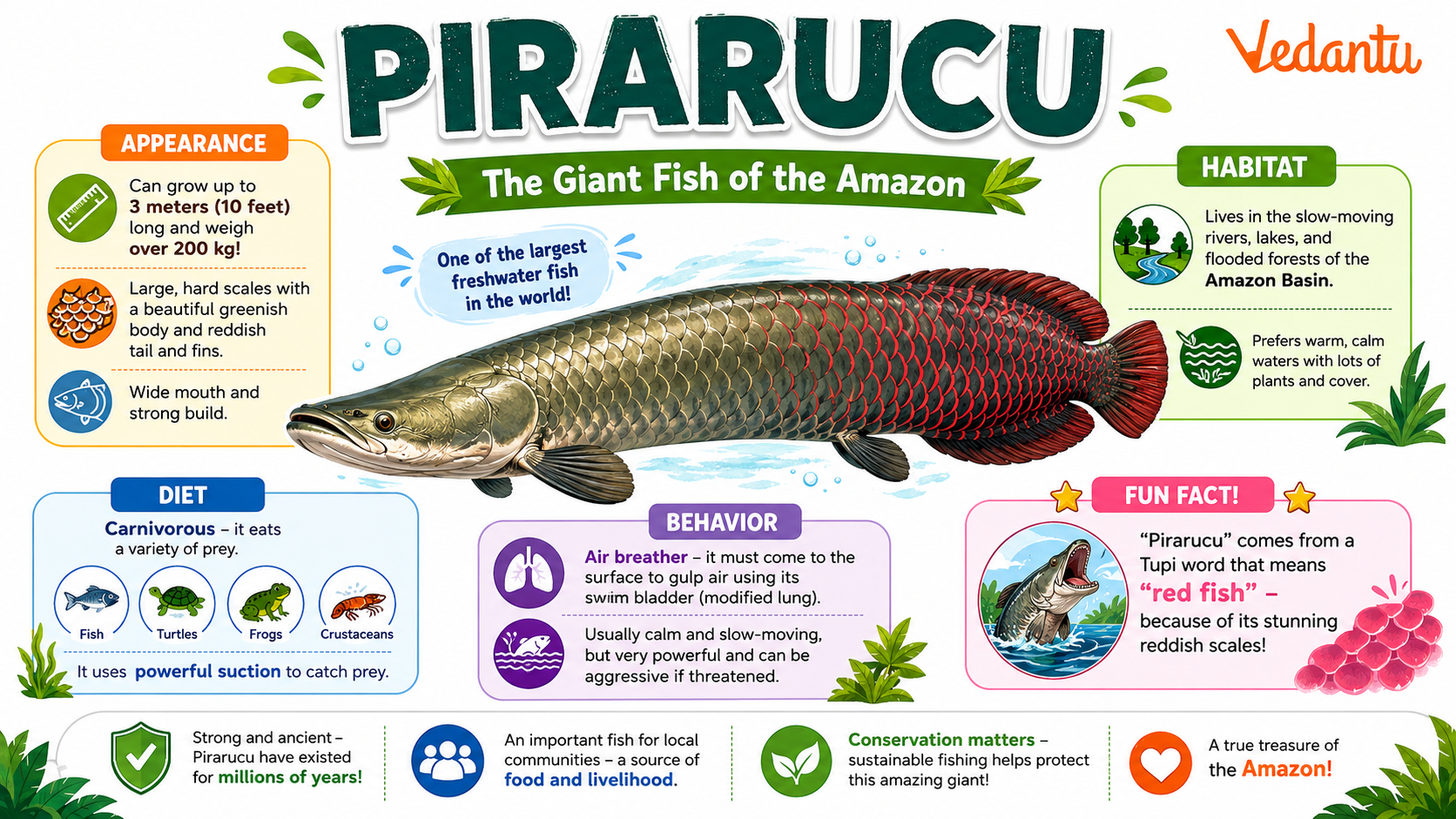 Pirarucu giant freshwater fish in the Amazon River