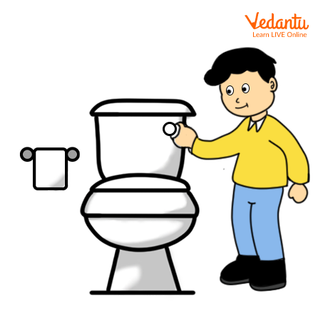 Kid Flushing Toilet