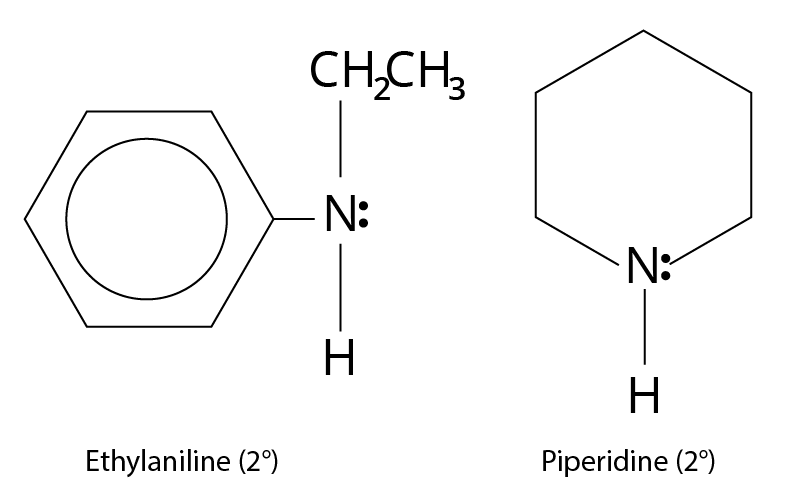 Structure of n-ethylamine and piperidine